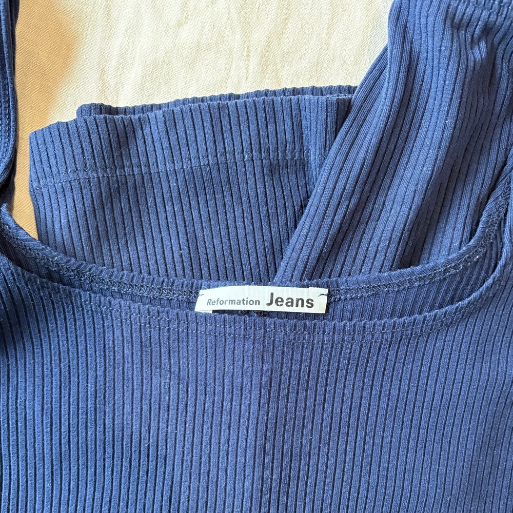 Reformation Navy Ribbed Set - Picture 4 of 9